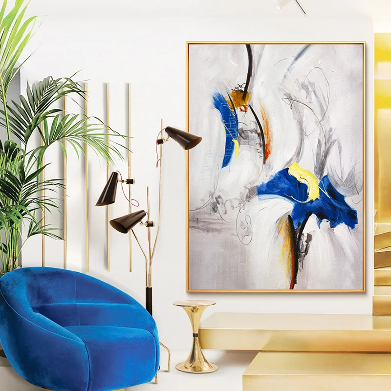 Синий абстрактный масляной светильник расписанный вручную роскошная вилла