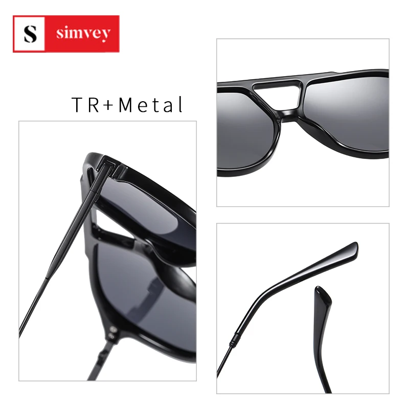Simvey 2020 модные негабаритные поляризационные солнцезащитные очки винтажные