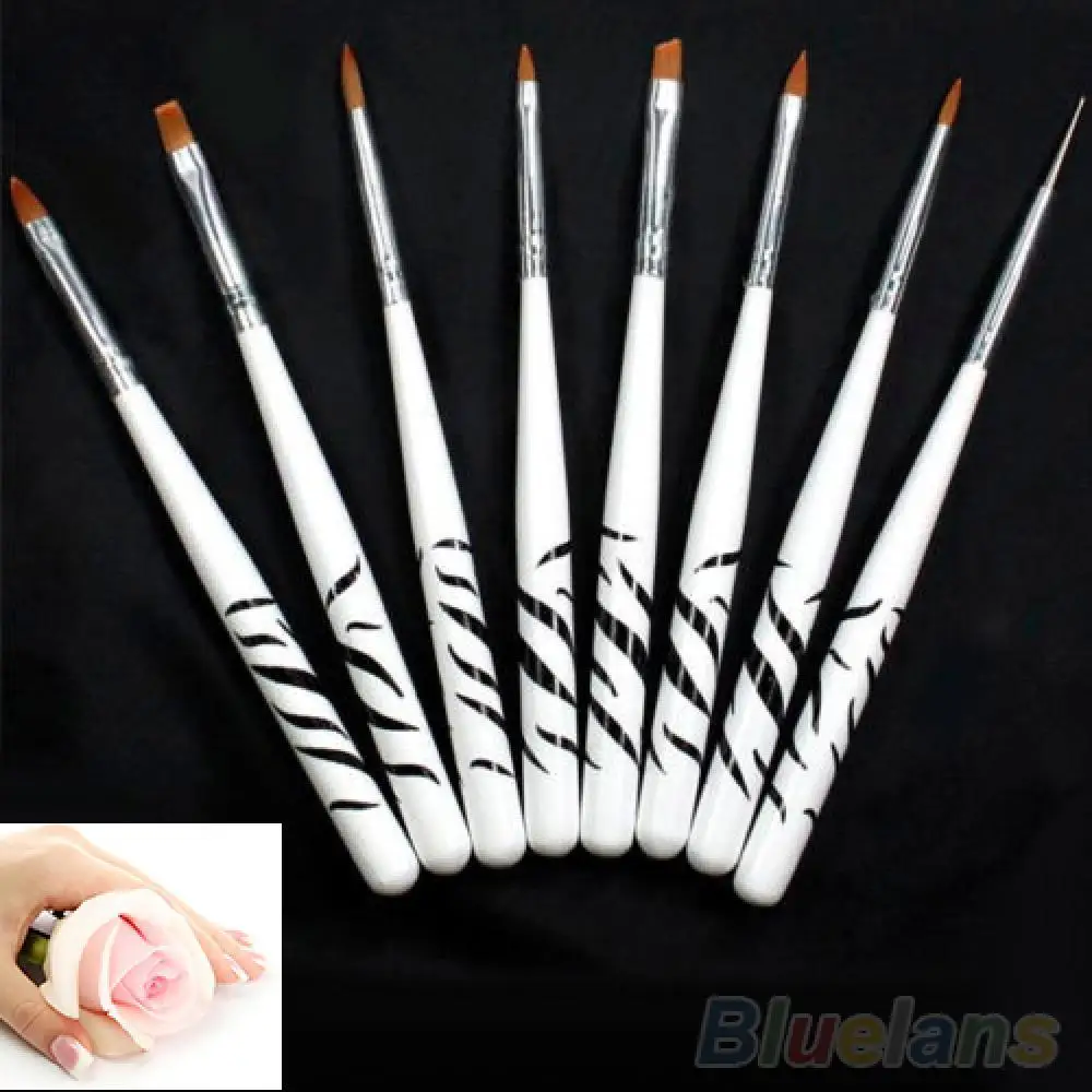 

50% Hot Sale 8PCS Zebra Nail Art Dotting Manicure Painting Drawing Polish Brush Pen Tools