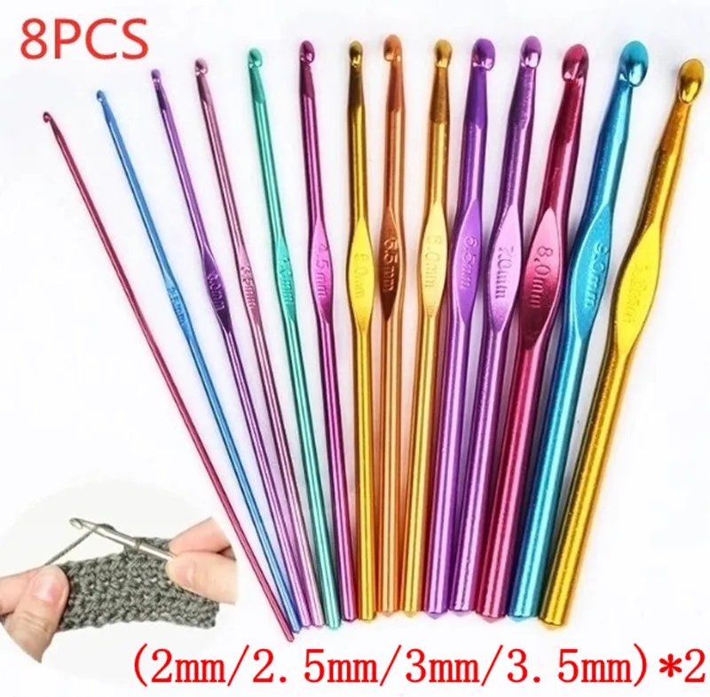 8PCS Aluminum Oxide Knitting Needles Crochet Hooks Weave Set Sweater Yarn Knit hook Tools 2/2.5/3/3.5mm | Дом и сад