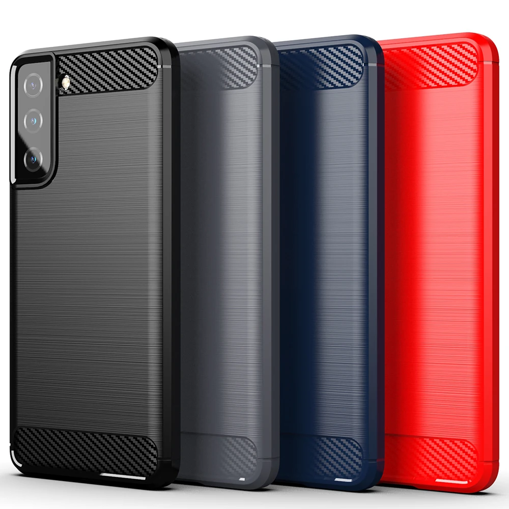 Противоударный силиконовый бампер из углеродного волокна для Samsung S21 S30 Plus S20 FE S10 S9