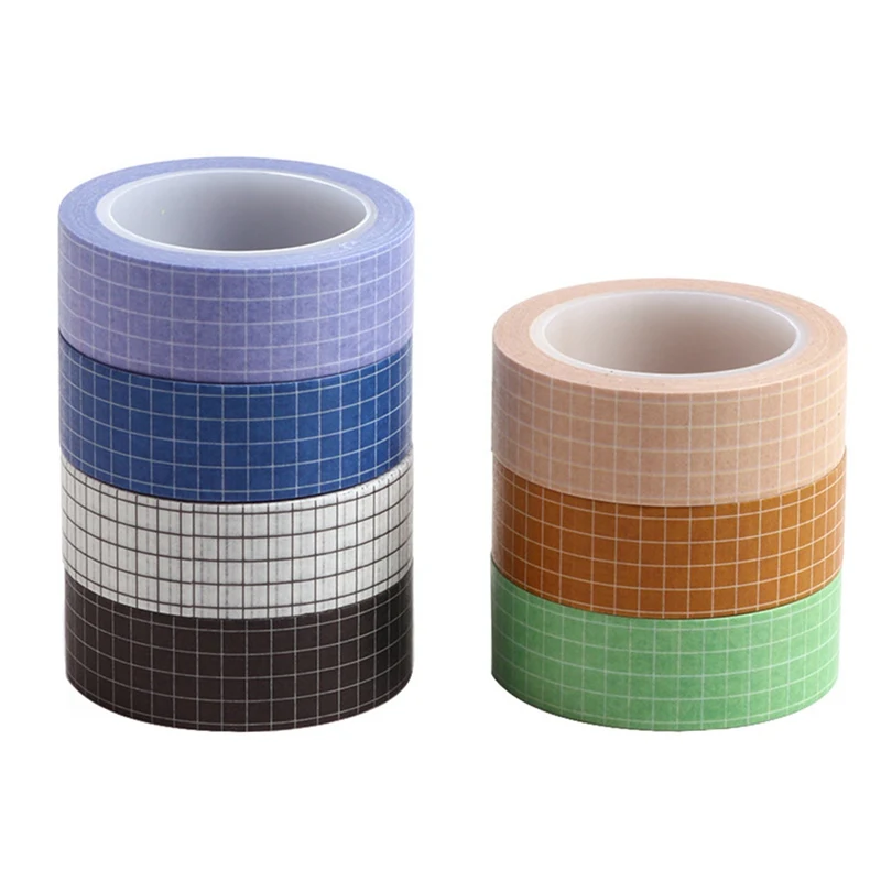 10M Solid Color Grid Washi Tape Japanese Paper DIY Planner Masking Adhesive Tapes Stickers Decorative Stationery | Канцтовары для