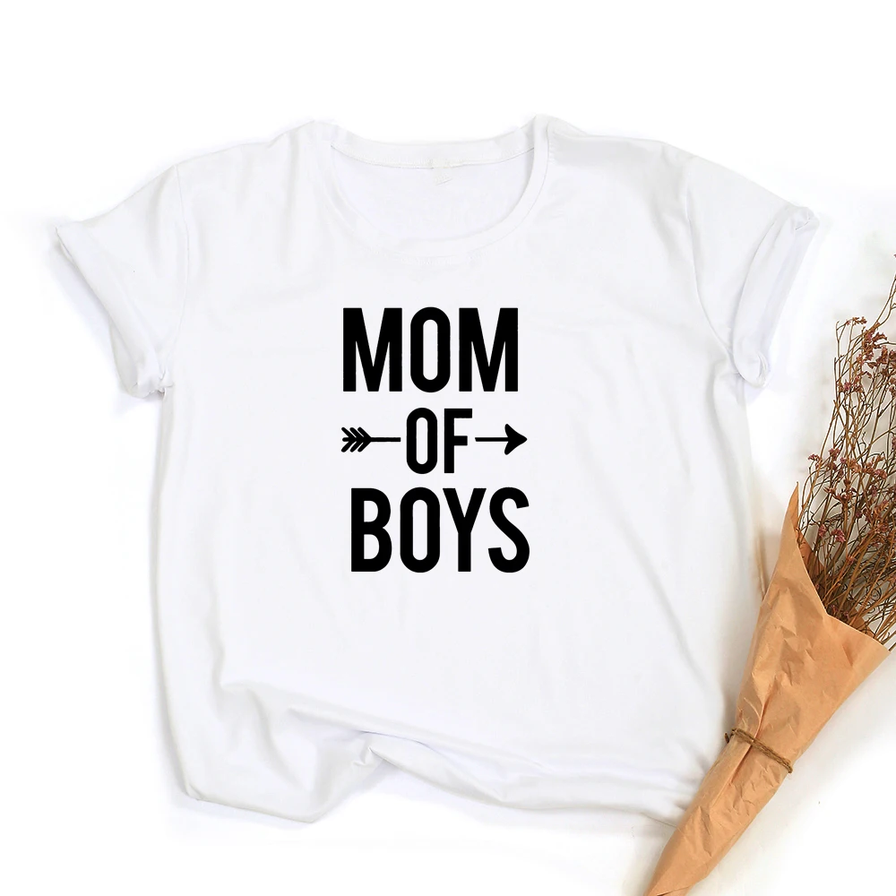 Женские футболки с принтом Mom of Boys для мам Harajuku белые топы уличная одежда Tumblr Camisetas