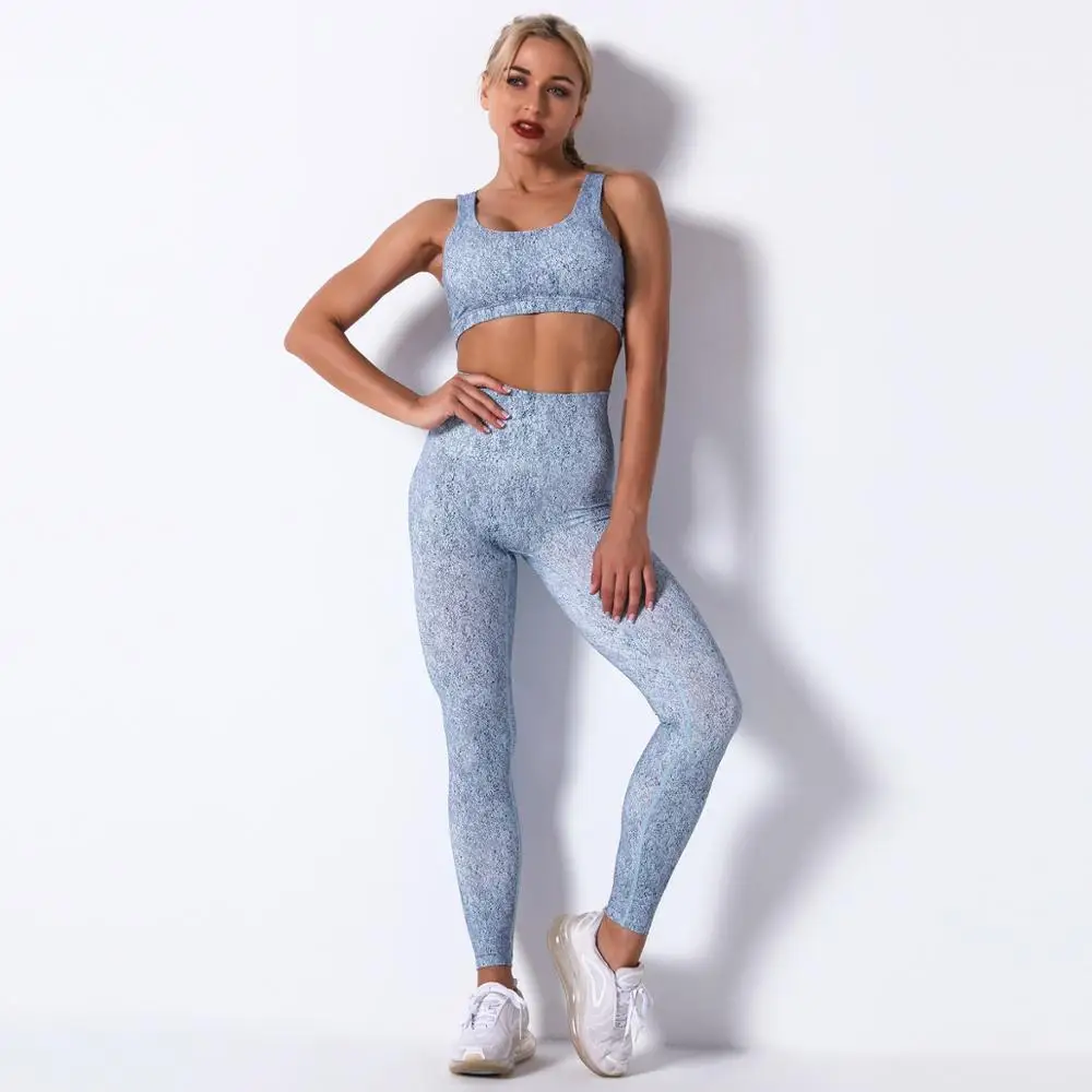 

Printed series hip lifting yoga bra set moisture wicking running sports fitness