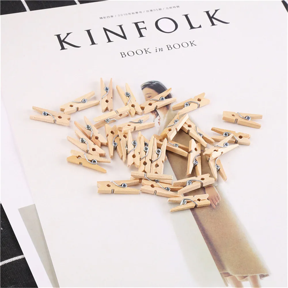 Очень маленький размер шахты 25 мм Мини натуральные деревянные зажимы для фото