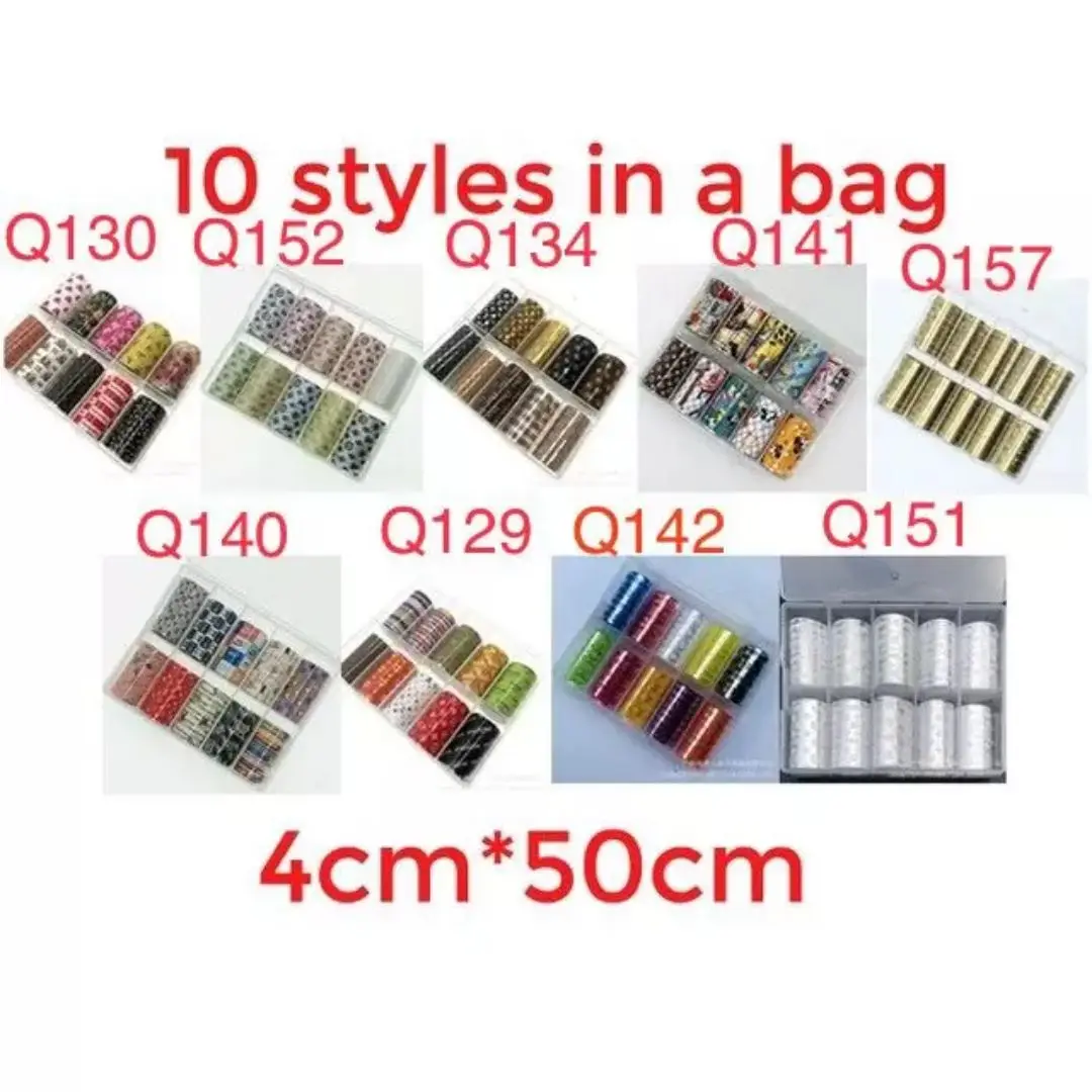 

4CMx50CM 10 styles 1 bag luxury brand logo nail roll designer nail nail tin foil nail decoration accessories