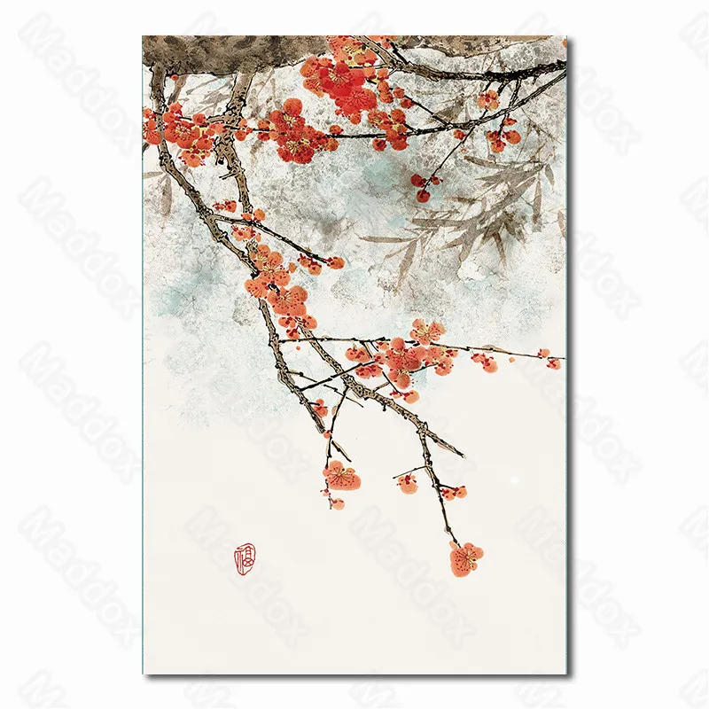 

Still Life Pattern Ancient Courtyard Corner Eaves Winter Corner Red Plum Blossom Beautiful Still Life Hanging Painting