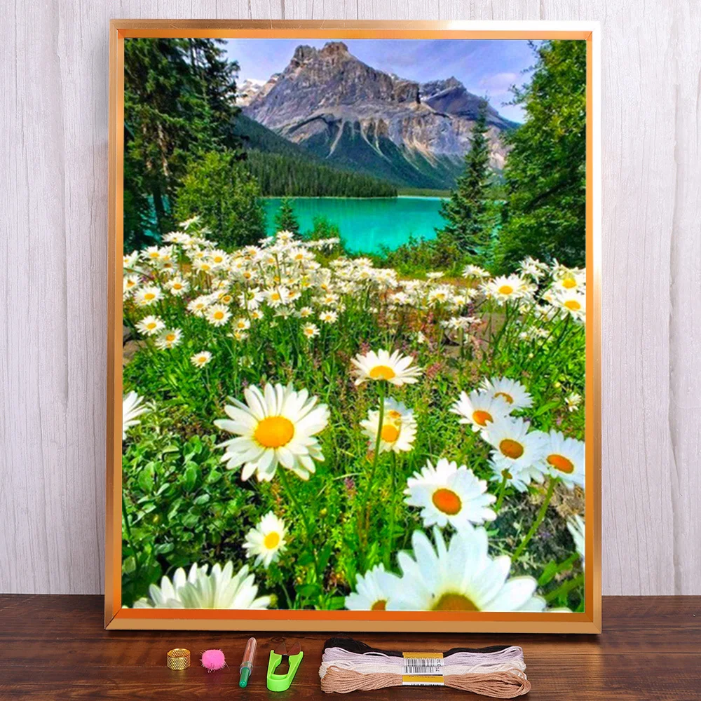 

Flower Pre-Printed 11CT Cross Stitch Embroidery Complete Kit DMC Threads Knitting Hobby Handiwork Handmade Mulina Jewelry