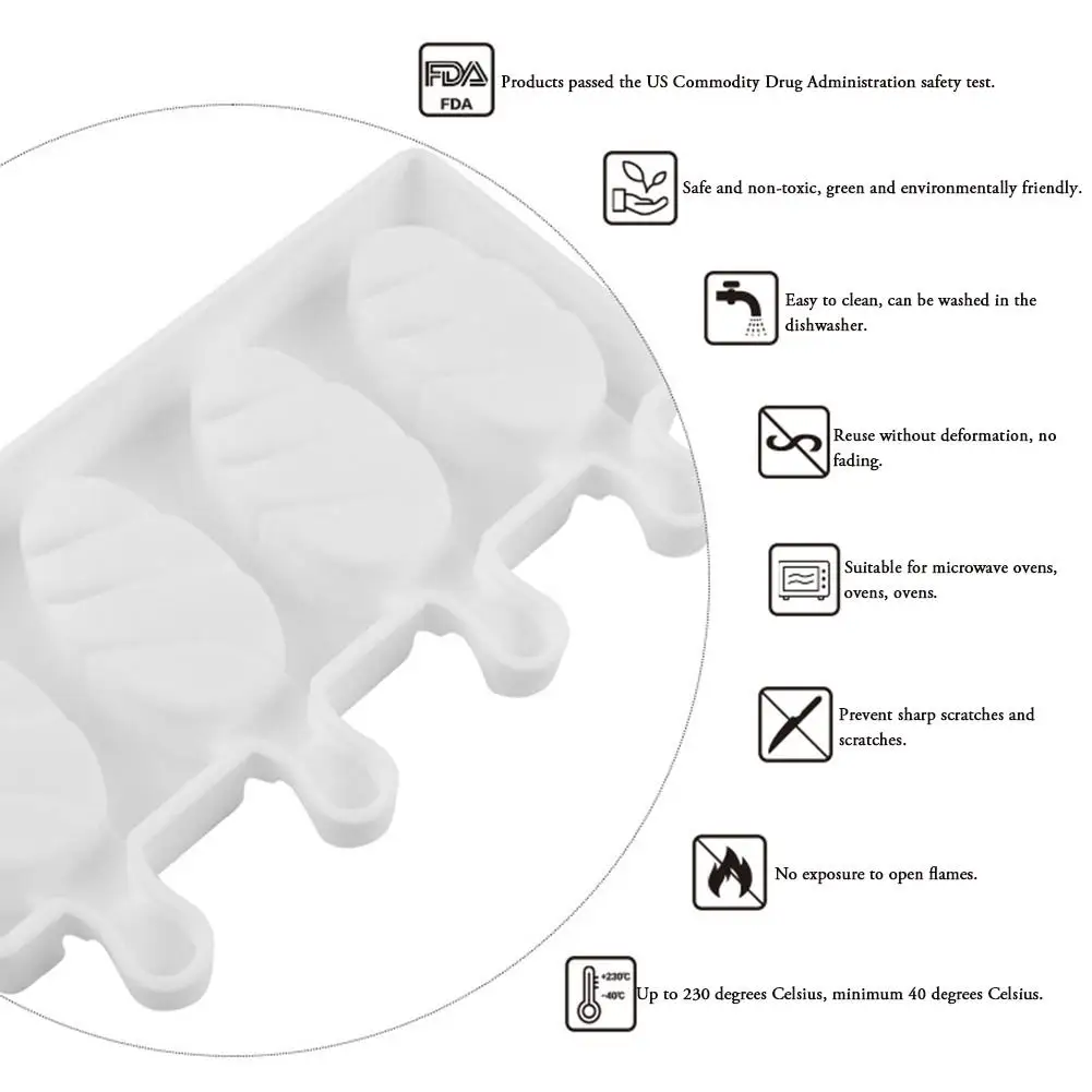 Домашние пищевые силиконовые формы для мороженого Поп 3 легкой без палочек BPA