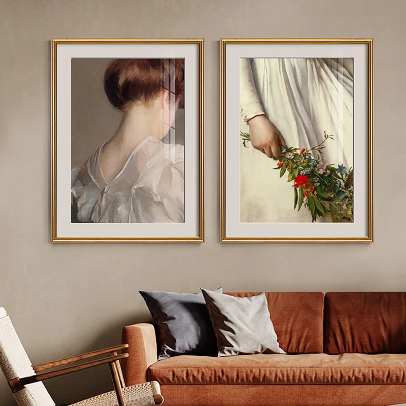 

European Woman In Wedding Dress and Flowers Canvas Painting Play Piano Poster and Print Wall Art Picture Living Room Home Decor