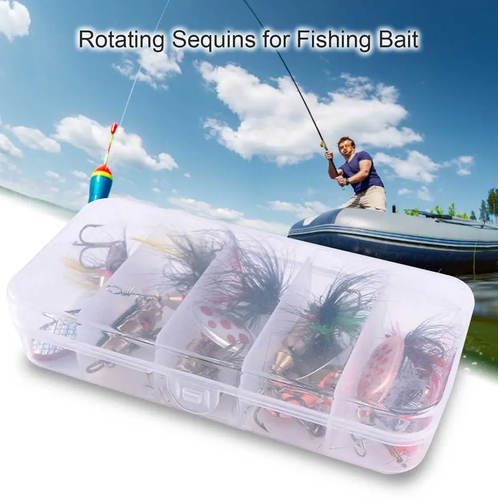 

10Pcs Boxed Rotating Spoon Kit Lure Fishing Lures Artificial Baits Spinning Fishing Kit In Box Spoon Fishing Kits Bait Hooks