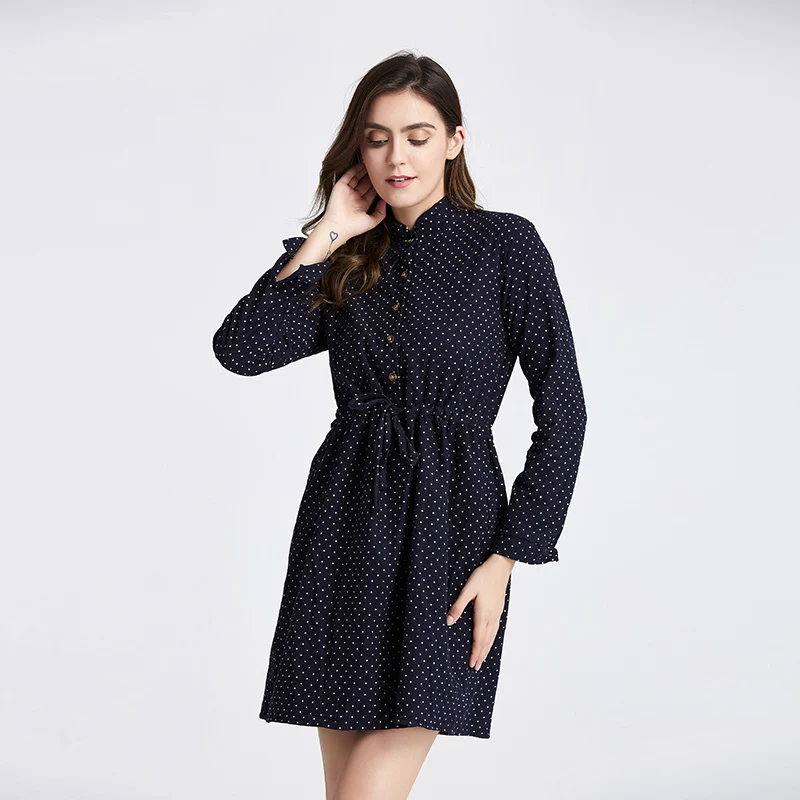 Женское Повседневное платье в горошек облегающее ТРАПЕЦИЕВИДНОЕ ПЛАТЬЕ средней