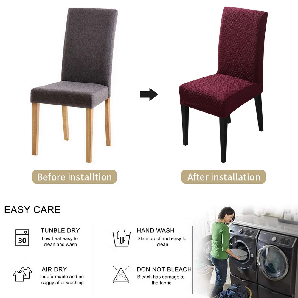 Эластичный Чехол для стула вязаный жаккардовый плотный эластичный чехол сидений