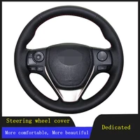 car steering wheel cover braid genuine leather for toyota ez rav4 2013 2019 corolla 2013 2017 scion im 2016 auris 2013 2016