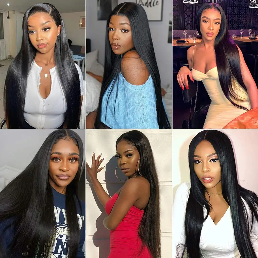 

30 Inch Brazilian Bone Straight Bob Lace Front Human Hair Wigs Short Ponytail Frontal Wig Pre Plucked For Black Woman