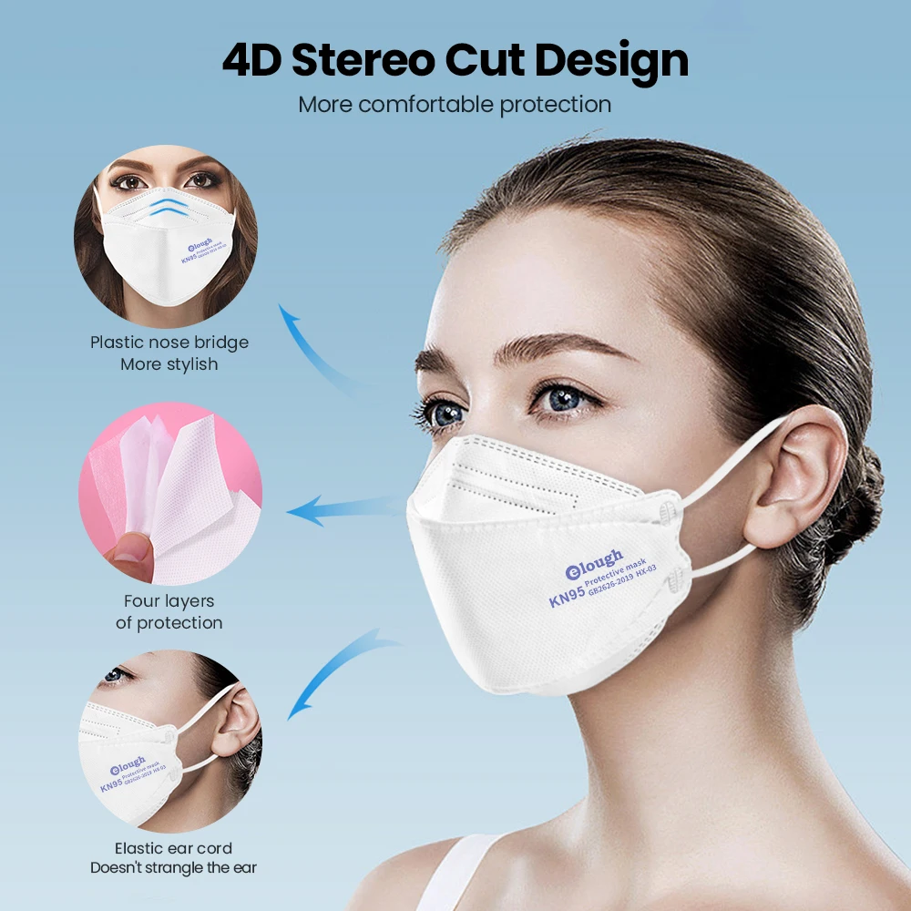 Одобренная маска для лица Mascarillas FPP2 Homologada KN95 FFP2 Fashion Fish 4D 4 слойная Удобная нано
