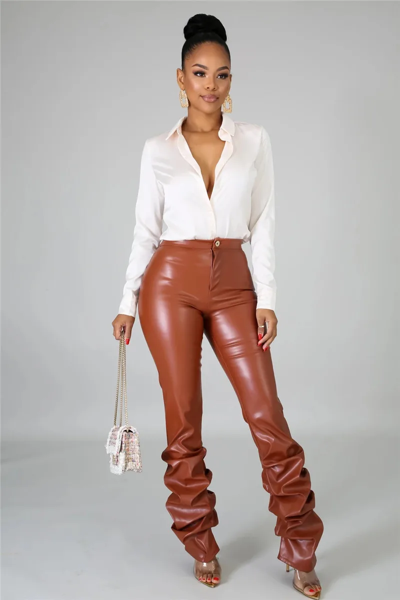 

Autumn Winter fashion women PU Leather sexy Black Push Up High Waist Pants Skinny Casual Streetwear sexy Leather Pants Party