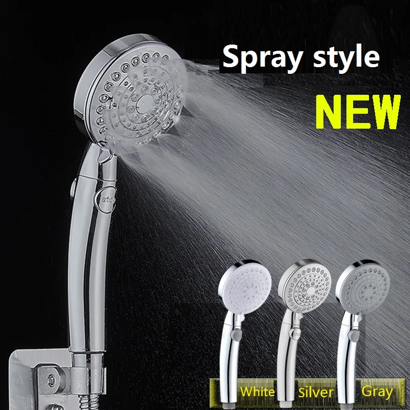 

NEW Spray Style Spa Shower Head Four-Speed Water Outlet Modes Adjustable One-Button Water Stop Pressurized Abs Bathroom