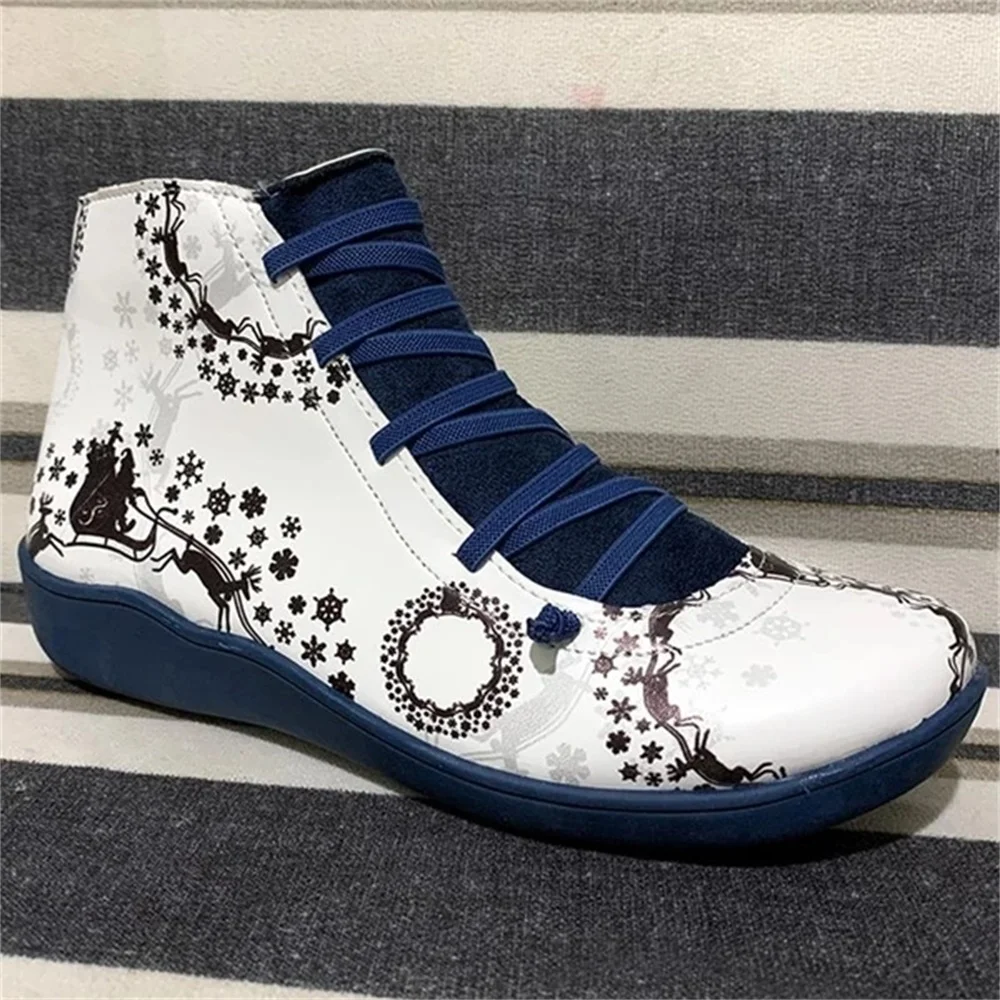 Женские ботильоны с молнией сбоку ботинки на мягкой подошве принтом Размеры 35-43