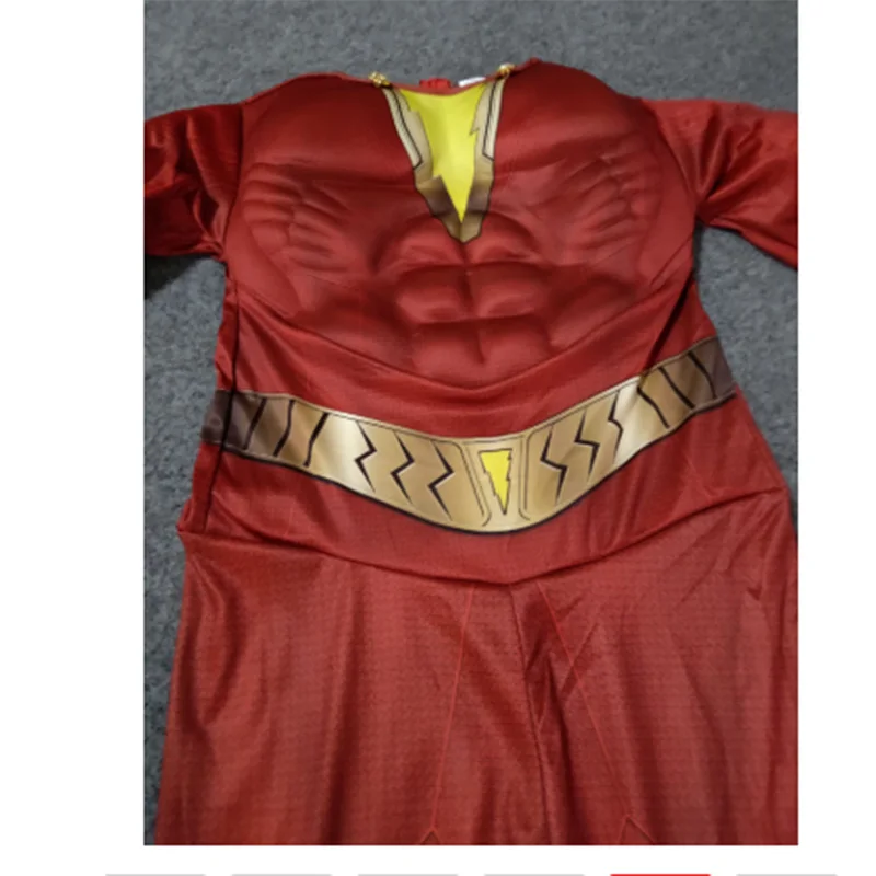 Новый детский костюм в стиле фильма Shazam комбинезон с плащом супергероя для