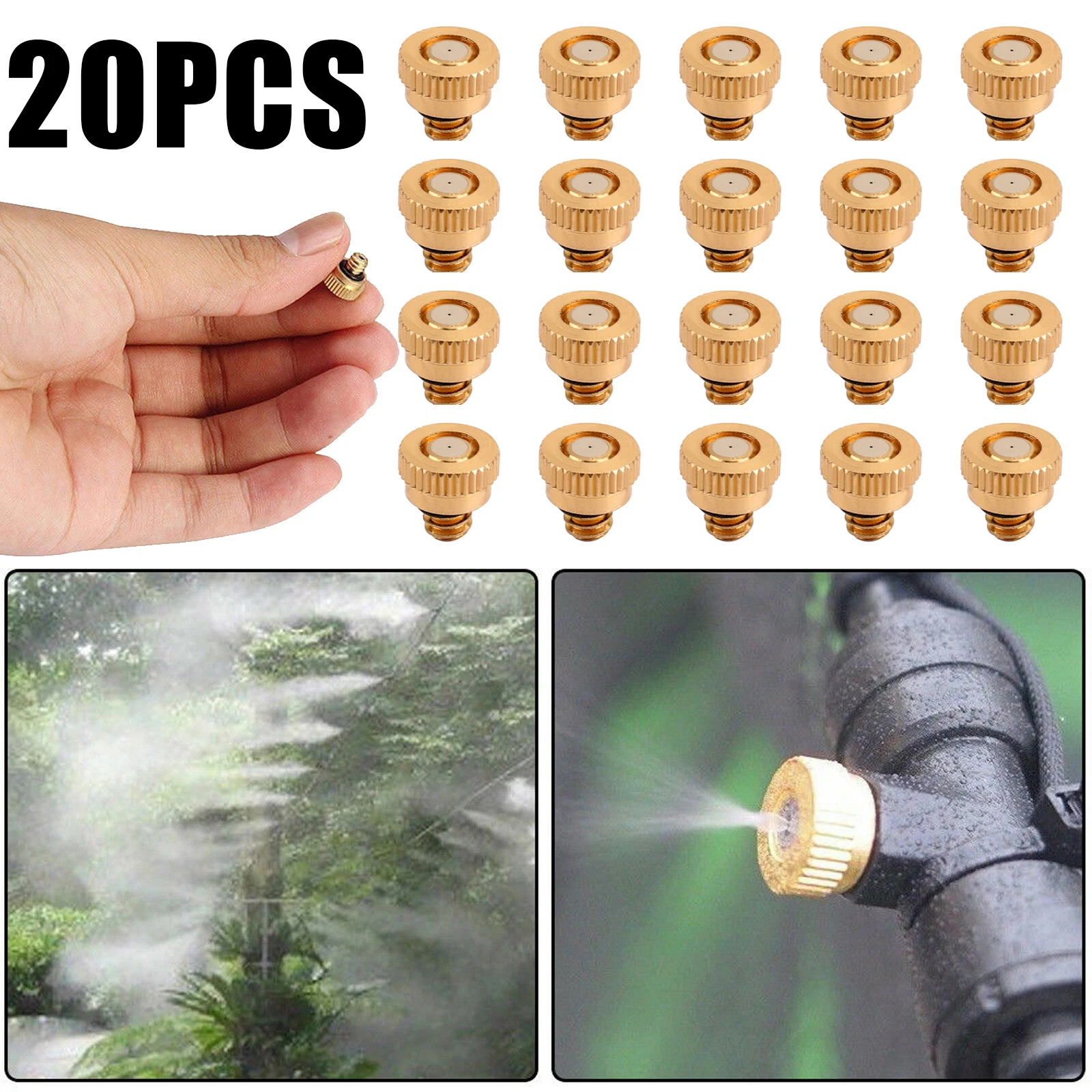 

Areyourshop 20X Brass Misting Nozzles Water Mister Sprinkle For Cooling System 0.016" 10/24