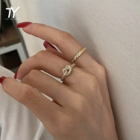 2020 new creative zircon metal knot twist design rings for woman fashion gold colour jewelry wedding party girls unusual ring