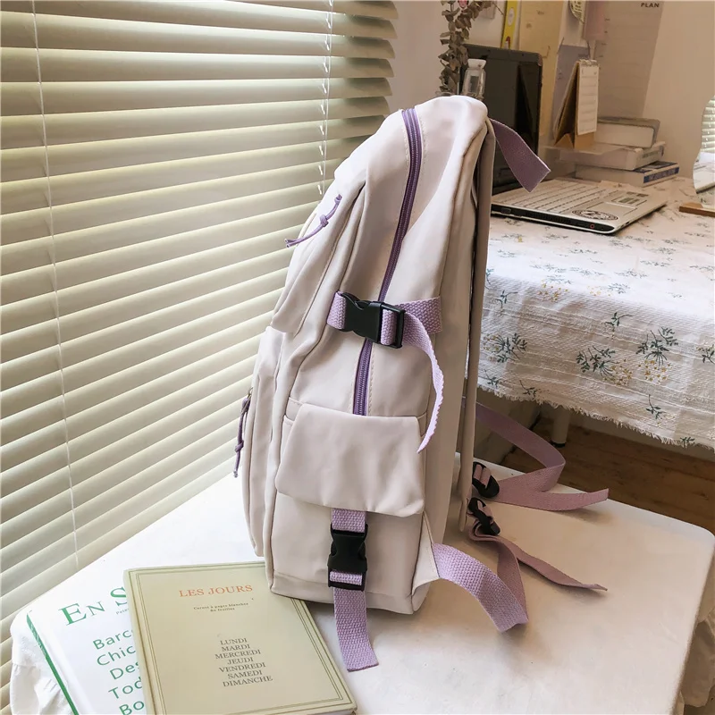 

2021 New Products Preppy Style Backpack Middle And High School Students School Bags Pure color Large Capacity Girl Student Bag