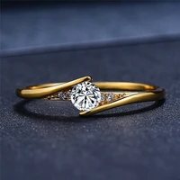 new fashion jewelry exquisite plated gold color aaa zircon rings simple elegant womens ring for bride wedding engagement gifts