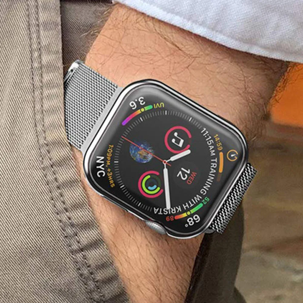 Мягкий силиконовый чехол Обложка для apple watch ремешок Watch 4 3 5 Чехол 44 мм/40 мм iwatch 42 38