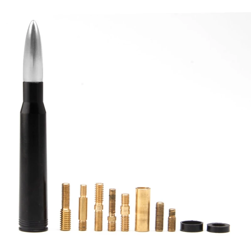 

Universal Aluminium Car SUV Bullet Antenna Anti Theft Copper Coil Bullet Short Antenna Kit