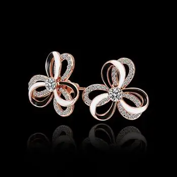 

Green Platinum Lady Czech Diamond Flower Earrings E597 Lkn18krgpe598
