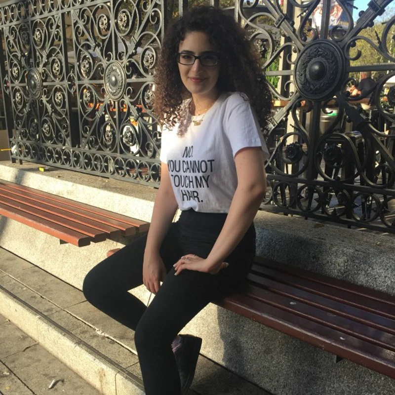 Женские футболки с принтом NO YOU unt TOUCH MY HAIR хлопковая Повседневная забавная