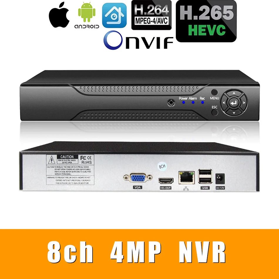H.265 +/H.264 8 каналов * 4 МП/4 канала 5 Мп/8 1080P NVR сетевая ip камера Vidoe Recorder 1080P/720P с SATA Line ONVIF