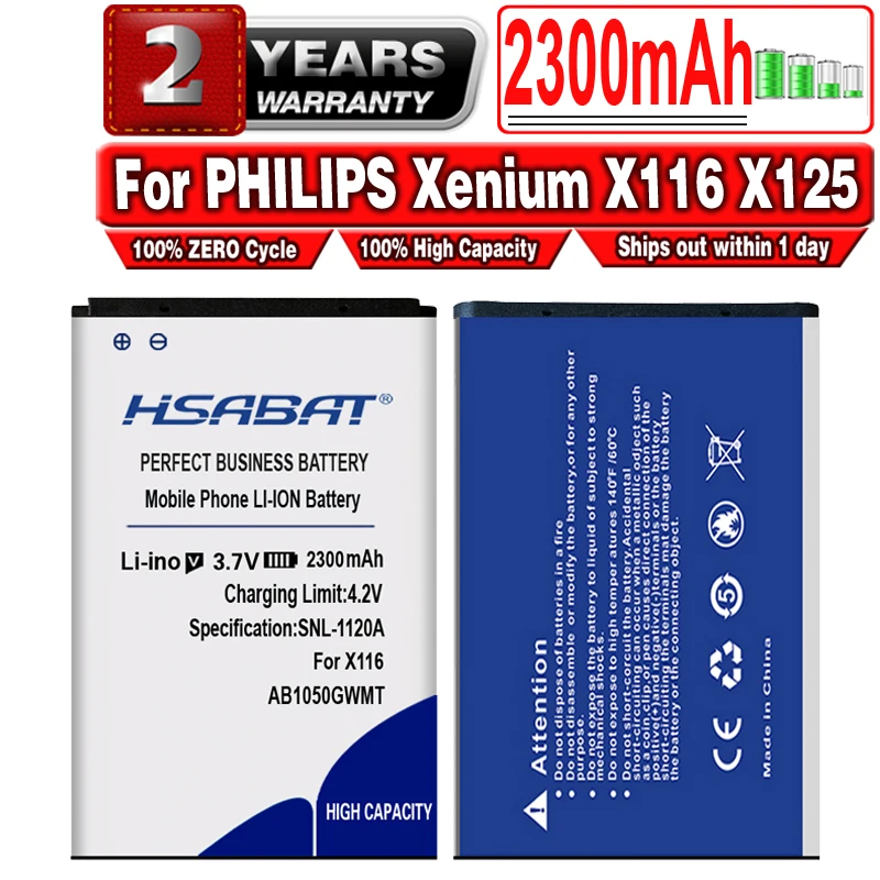 Аккумулятор HSABAT AB1050GWMT AB1050FWMX 2300 мАч для PHILIPS Xenium X116 X125 X126 X128 E103 E106 | Аккумуляторы для мобильных телефонов -32870368780