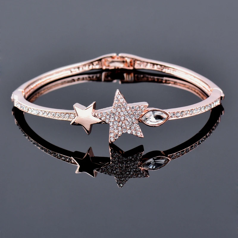 SINLEERY модные браслеты со звездами для женщин цвета розового золота серебра