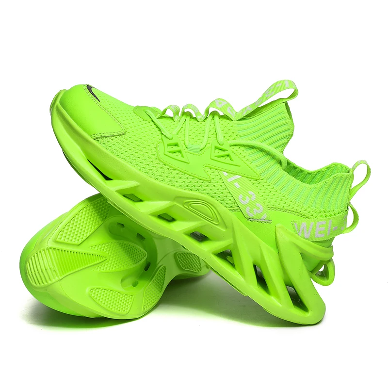 

New Men Running Shoes Hollow Outdoor Cushioning Chunky Sneakers Green Lightweight Sports Walking Shoes Jogging Athletic Footwear