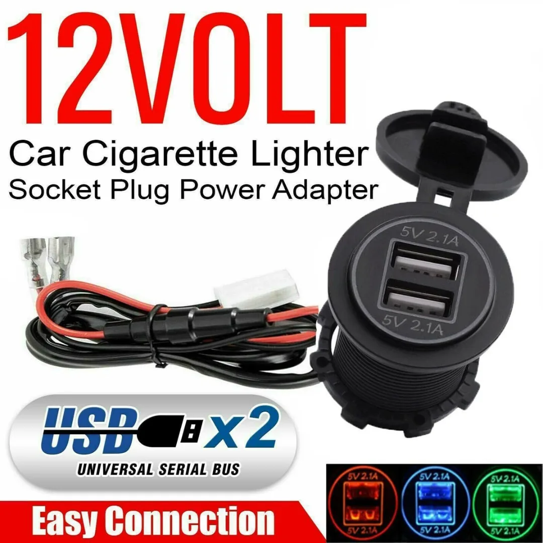 

Waterproof Power Outlet Auto Charger Digital Display 12V Double Dual USB Port Car Charger Cigarette Lighter Socket Power Adapter
