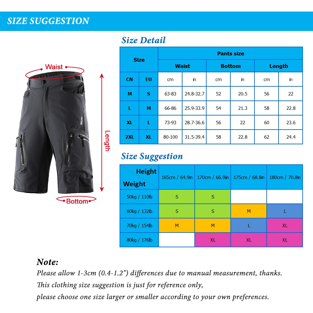 

Men's Bike Shorts Breathable Loose Fit For Outdoor Sports Cycling Running MTB Mountain Bicycle Riding Trousers Shorts