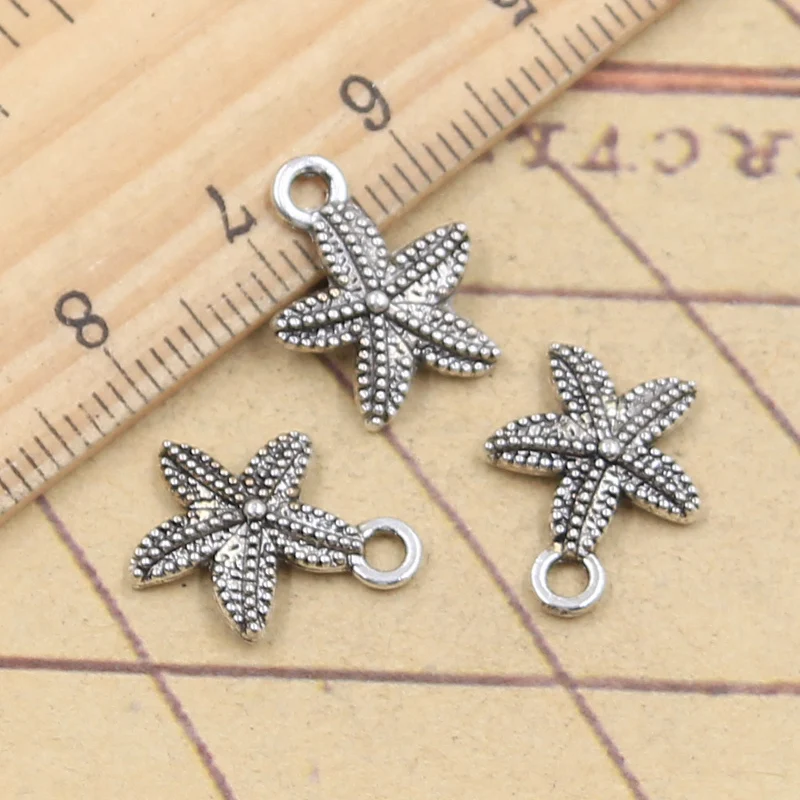 

30pcs Charms Marine Starfish 15x12mm Tibetan Silver Color Pendants Antique Jewelry Making DIY Handmade Craft