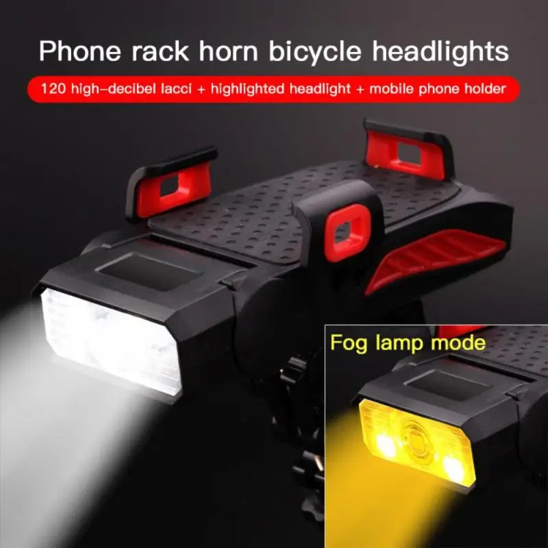 

4000mAh Multifunction Bike Light 4 In 1 USB Rechargeable Bike Horn Bike Phone Holder Highlight Power Bank Bicycle Accessories