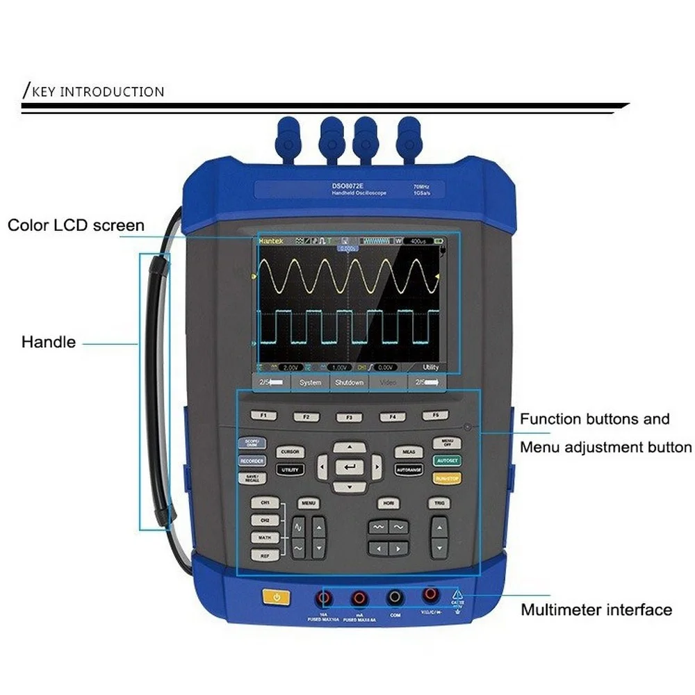 

Hantek DSO8072E Digital Handheld Oscilloscope Scopemeter 2CH 70MHz 1 GSa/s Arbitrary Waveform Generator 25MHz DMM USB