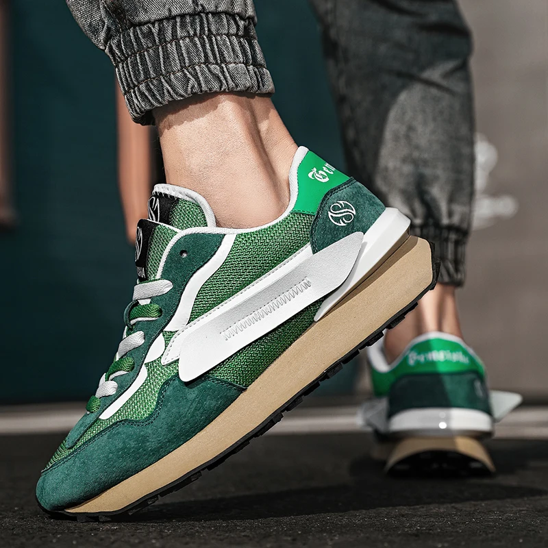 Кроссовки мужские сетчатые на платформе дышащие сникерсы спортивная обувь для