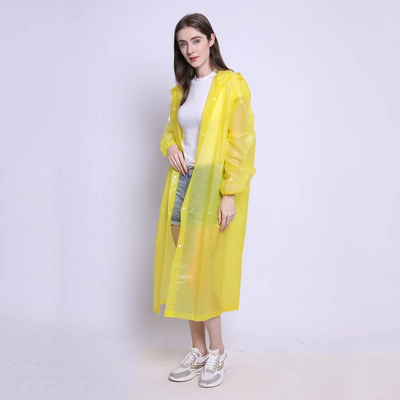 

2020 Fashion PEVA Women Man Raincoat Adult Clear Transparent Camping Rainwear SuitThickened Waterproof Rain Poncho Coat