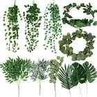 Водяная трава, эвкалипт, пластиковые искусственные растения, пальмовый лист, зеленая пластиковые цветы, растения, украшение для свадьбы, дома, пары, украшения стола