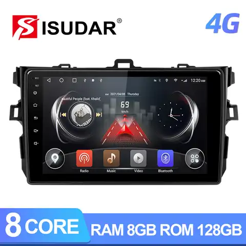 Автомобильное радио ISUDAR T72 для Toyota Corolla E140/150 2007-2011 Android 10 мультимедийный GPS DVR камера ОЗУ 8 Гб ПЗУ 128 Гб 4G WIFI QLED