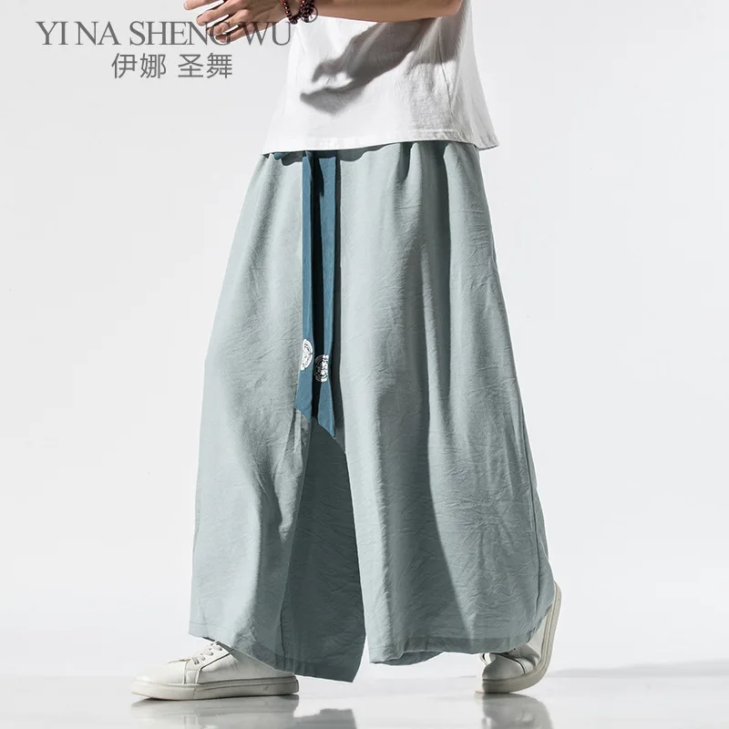 Брюки мужские хлопковые с широкими штанинами Джоггеры в китайском стиле