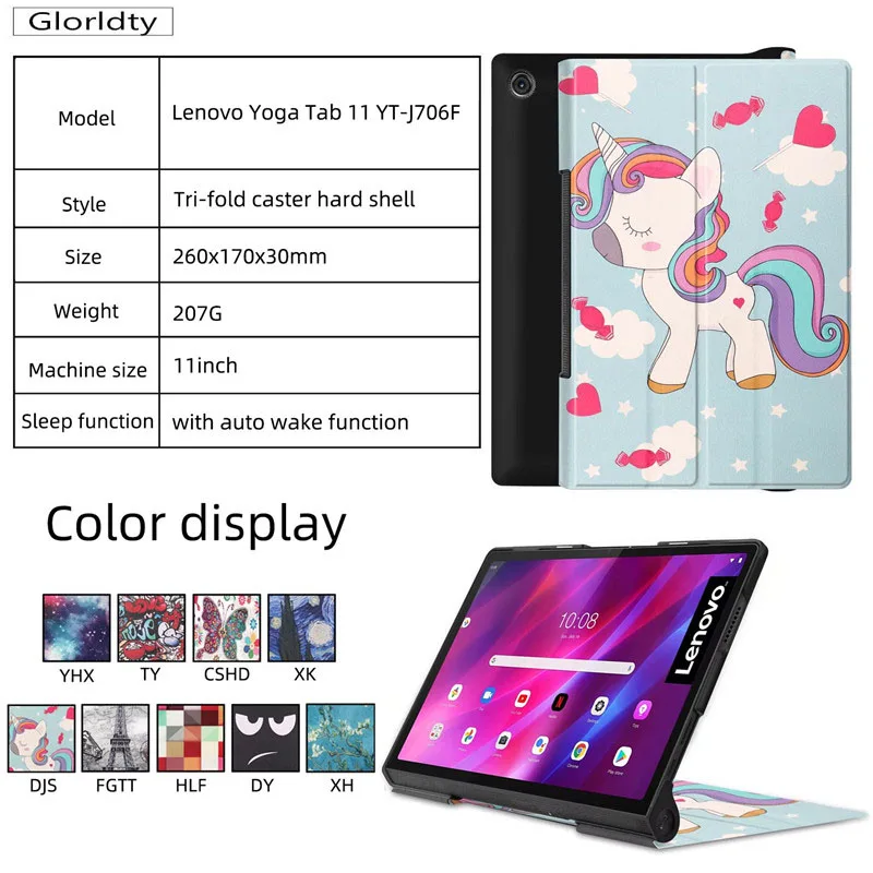 

Protective Smart Shell For Lenovo Yoga Tab 11 Case YT-J706F Tablet Magnetic Funda For Lenovo YOGA Tab 11 2021 Cover + Pen