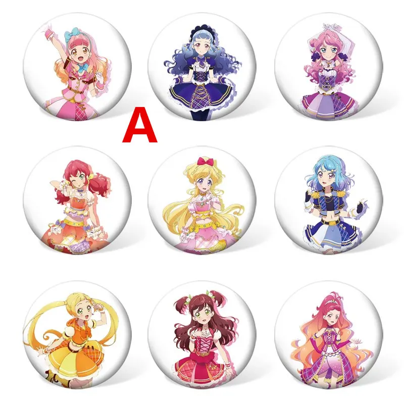 A 9 шт. один комплект Aikatsu Friends! Пуговица Кнопка значок 2,"(5,8 см - Цвет: A