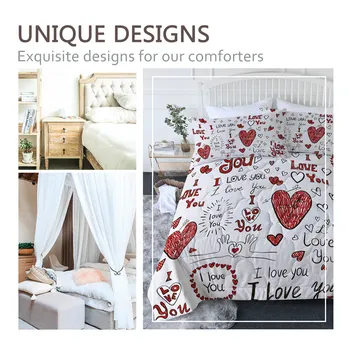 BeddingOutlet I Love You Summer Quilt Hearts Air-conditioning Comforter Set Red Lips Bedding Valentine Day Thin Duvet 3-Piece 6