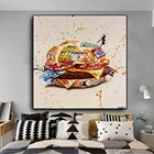 Современный художественный постер с принтом гамбургеров и граффити, уличный гамбургер, граффити, Картина на холсте для гостиной, домашний декор